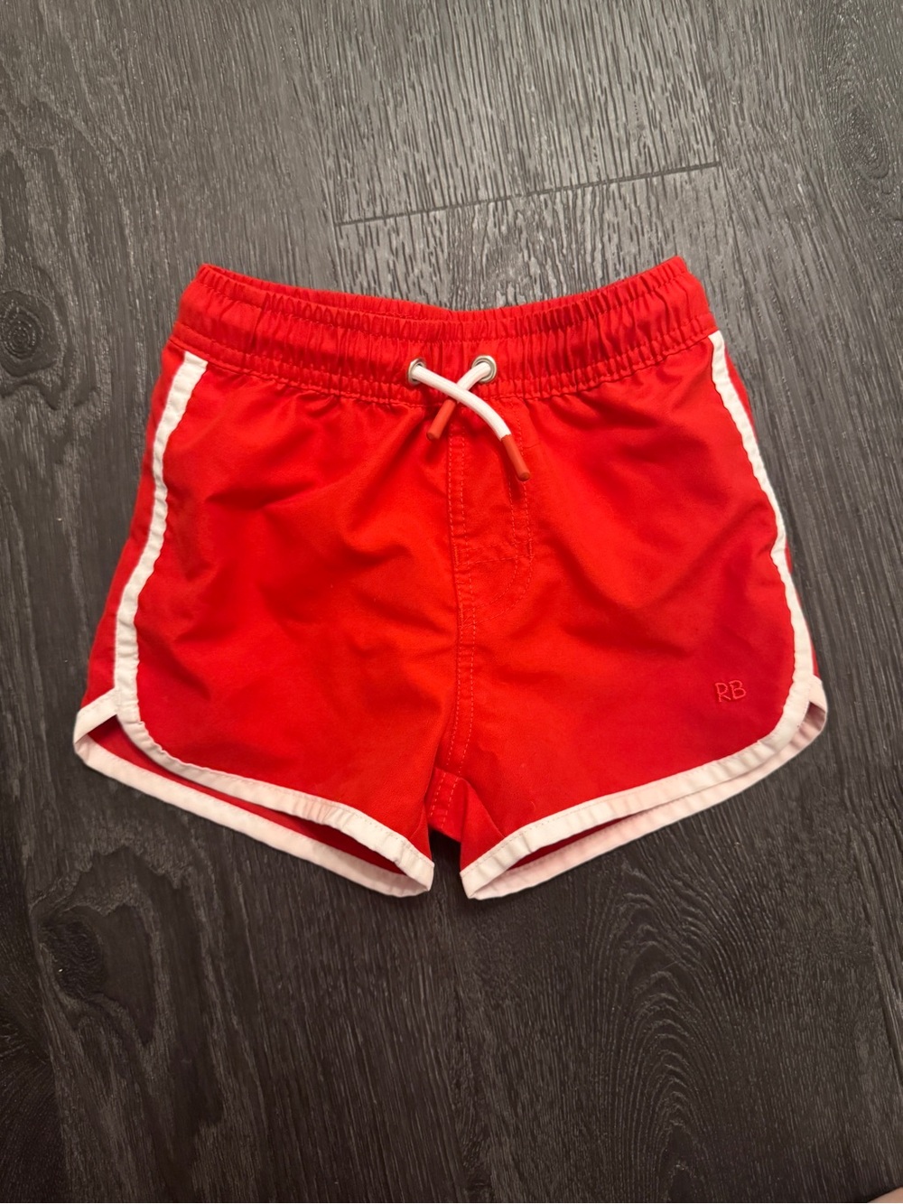 Toddler RuggedButts Red Swim Trunk Shorts with White Trim 2T